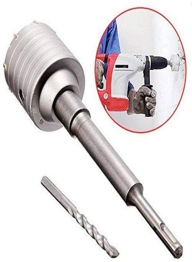 Inditrust 75mm Concrete Wall Drill Bit Hole Saw Cutter +300mm Connecting Rod With Wrench For Brick Cement Stone - Image 3